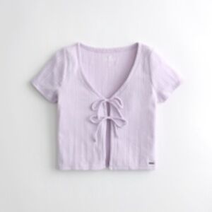 Hollister Purple Pointelle Double Tie T-Shirt - Medium